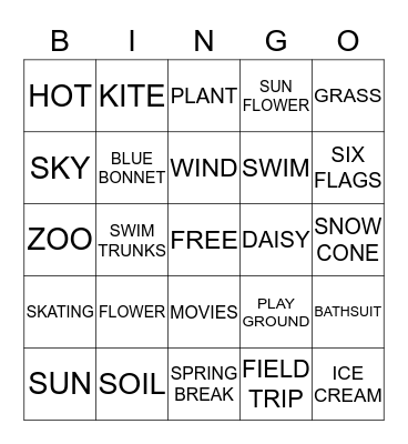 Spring Bingo Card