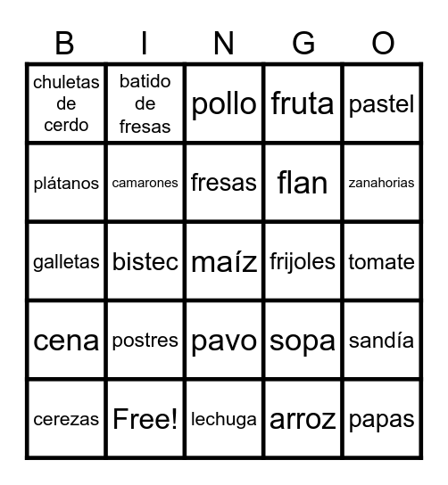 LA CENA Bingo Card