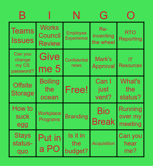 Workplace Programs Bingo! Bingo Card