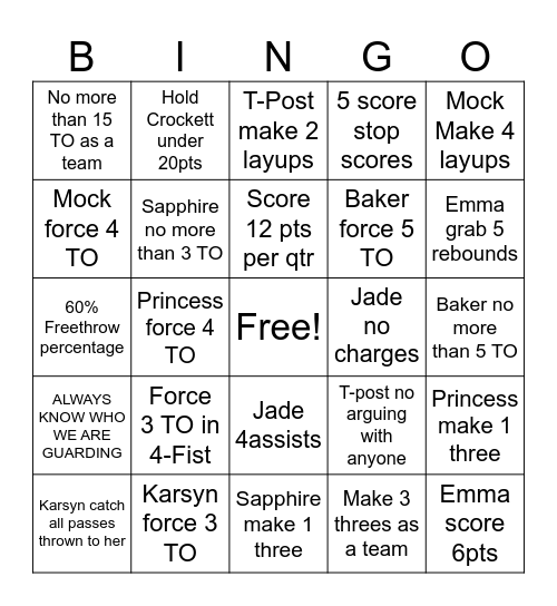 JV v. Crockett Bingo Card