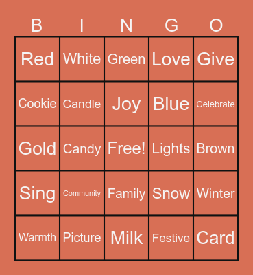 Holiday Bingo Card