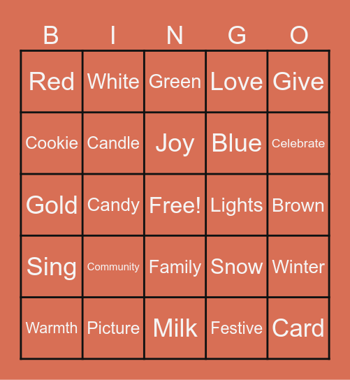 Holiday Bingo Card