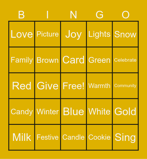 Holiday Bingo Card