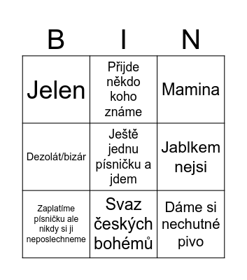 Karaoke bar klasika Bingo Card