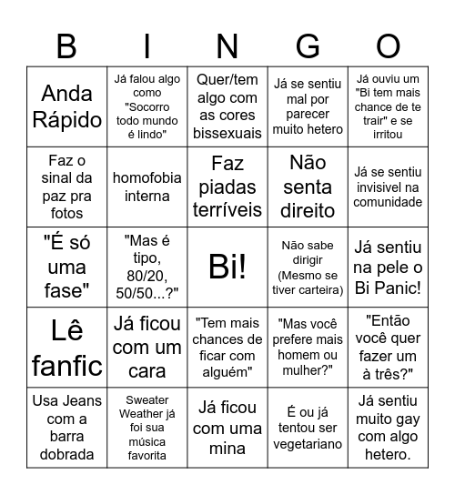 Bissexual Bingo Card
