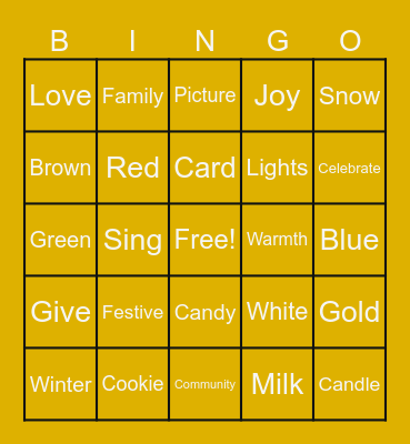 Holiday Bingo Card