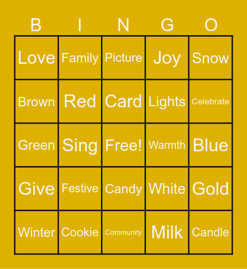 Holiday Bingo Card