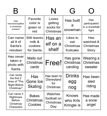 Christmas Bingo Card