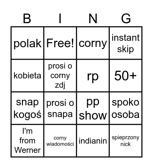 Talk to strangers bingo Card