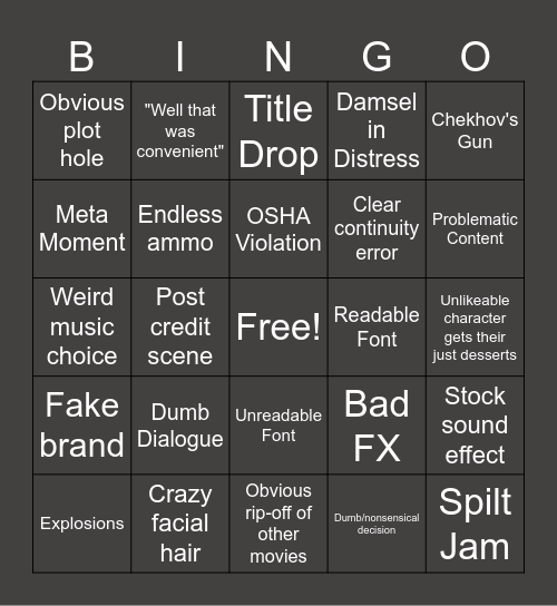 Thursday Test Bingo Card