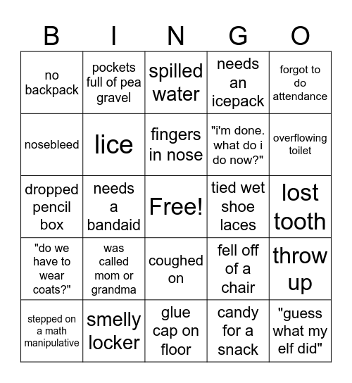 School Staff BINGO Card