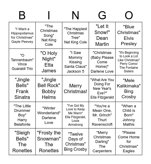 Christmas Classic Bingo Card