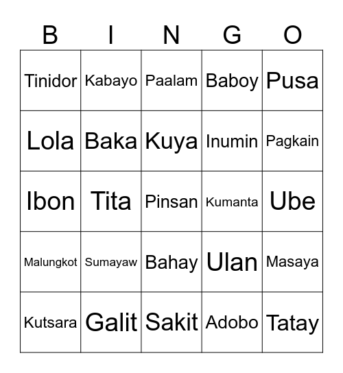 PAREHAS Bingo Card