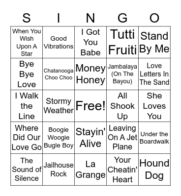 Music Bingo Card