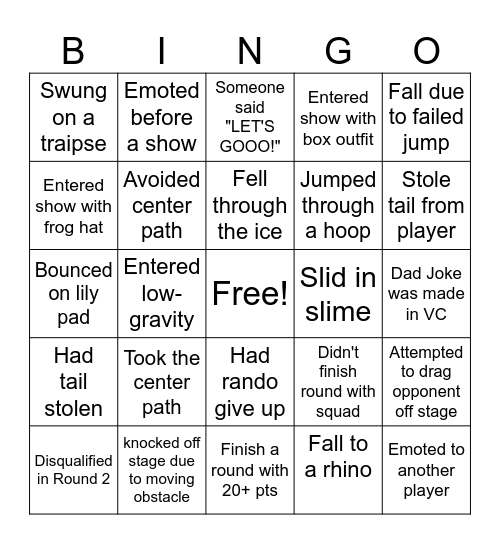Fall Guys Bingo! Bingo Card
