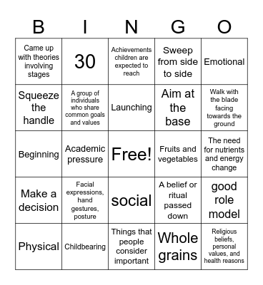 Fall 2023 Semester Exam Review Bingo Card