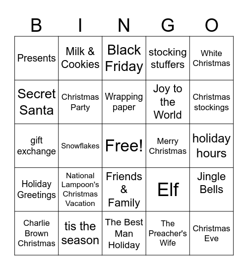 2023 Christmas Party Bingo Card