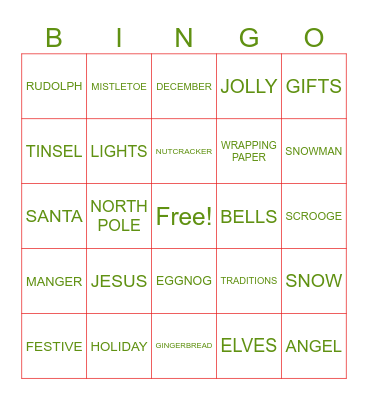 CHRISTMAS Bingo Card