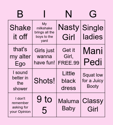 Girls Night Bingo Card