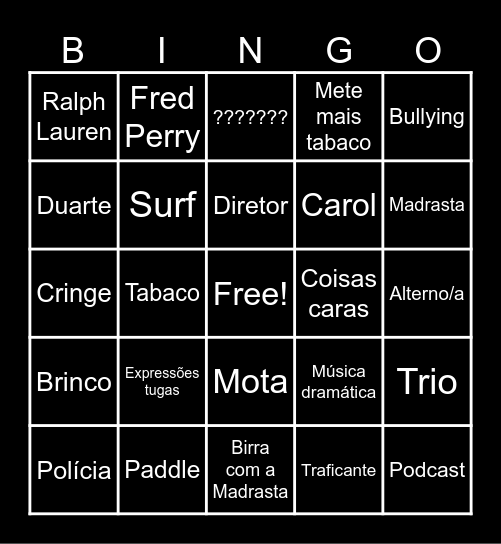 Morangos com Açúcar Bingo Card