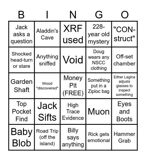 Curse of Oak Island Bingo Card