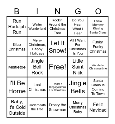 Holiday Music B I N G O Bingo Card