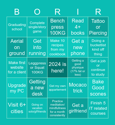 2024 IRL Achievements Bingo Card