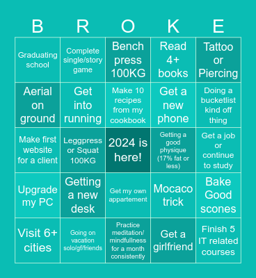 2024 IRL Achievements Bingo Card