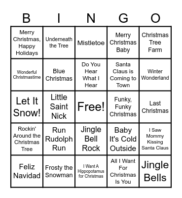 H O L I D A Y Music B I N G O Bingo Card