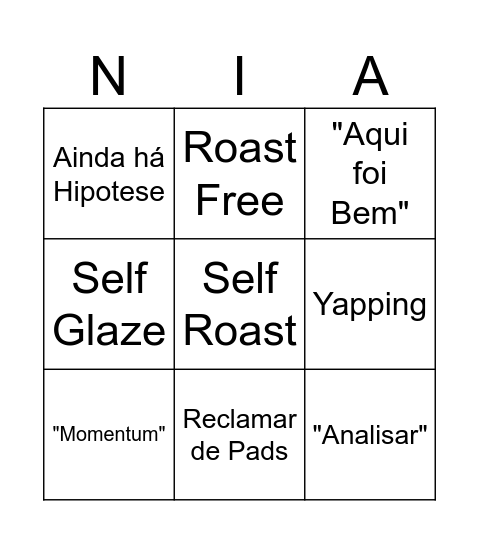 Nisa Bingo Card