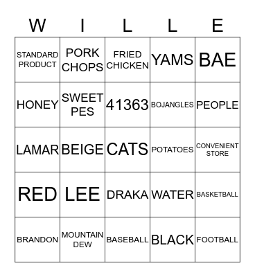 WILLIE BATTLE Bingo Card