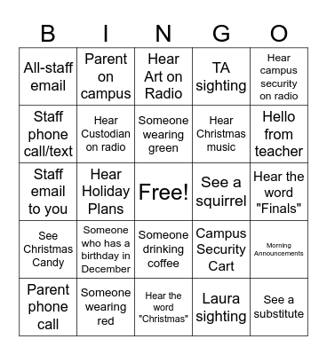 Christmas Bingo Challenga Bingo Card