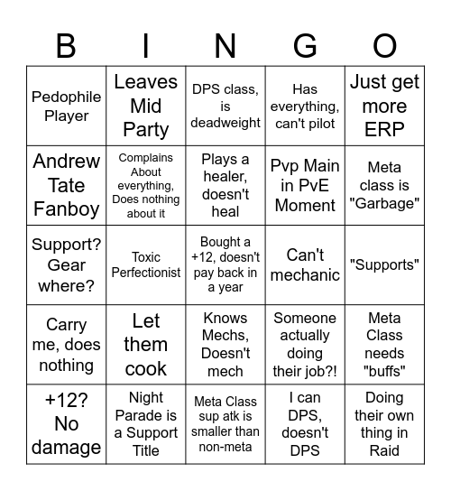 Elsword Bingo Card