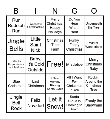 BINGO Holiday Music Style! Bingo Card