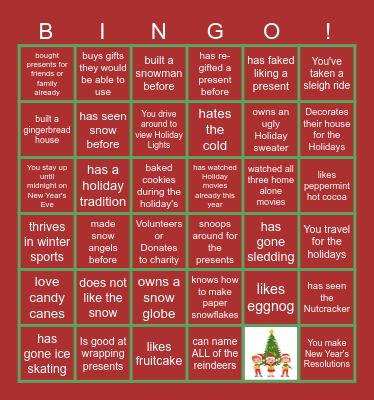 Virtual Holiday Bingo Card