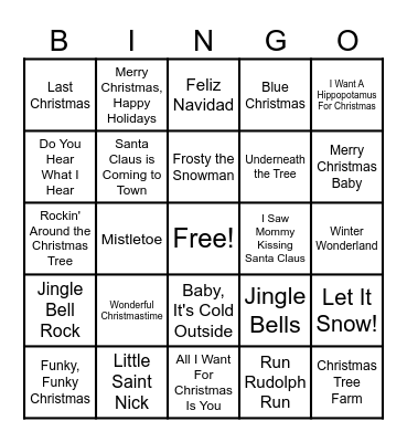 Holiday Tunes ---- B I N G O Bingo Card