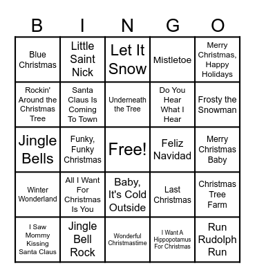 Holiday Cheer B I N G O Bingo Card