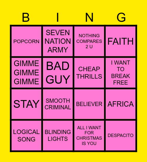 PANPIPE BINGO Card