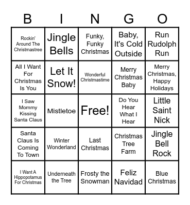 Holiday Songs - BINGO Card