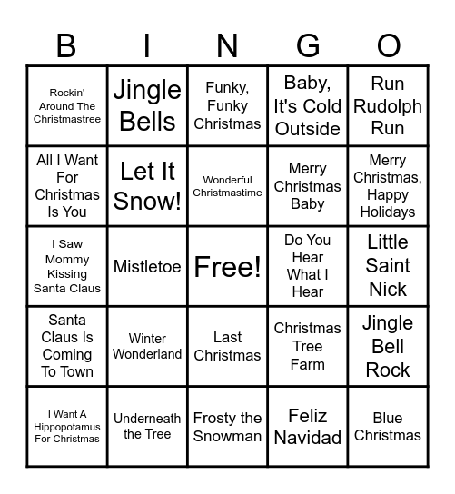 Holiday Songs - BINGO Card