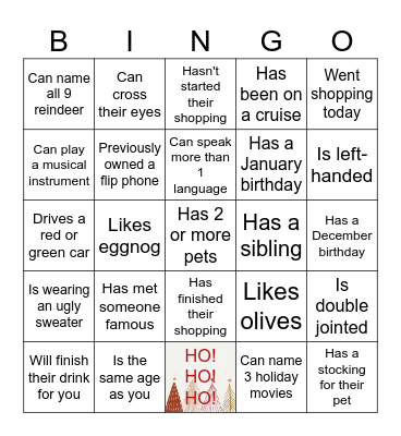 Jingle & Mingle: Find Someone Who... Bingo Card