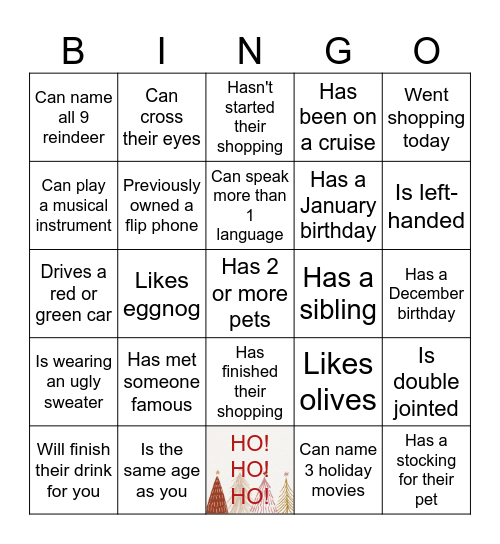 Jingle & Mingle: Find Someone Who... Bingo Card