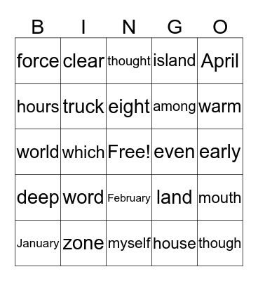 Jason's Bingo  Bingo Card