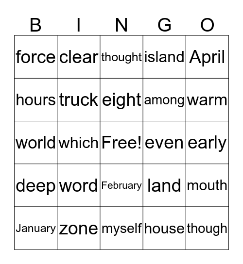 Jason's Bingo  Bingo Card