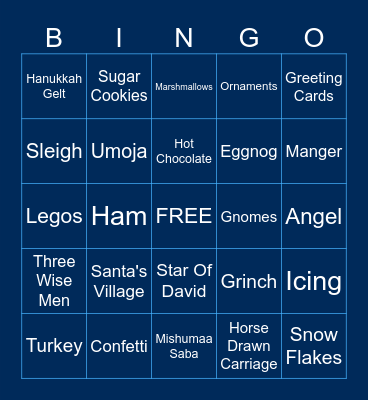 Holiday Happiness Bingo Card