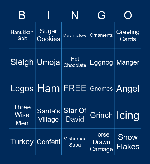 Holiday Happiness Bingo Card