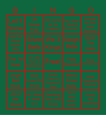 Xmas Carol Bingo Card