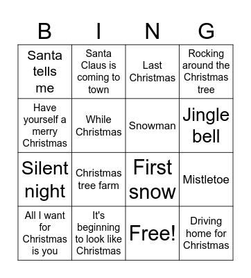 Christmas Bingo Card