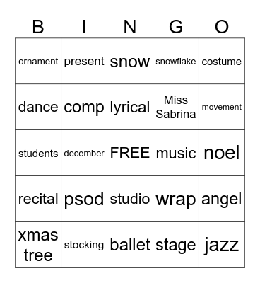 Christmas Bingo Card