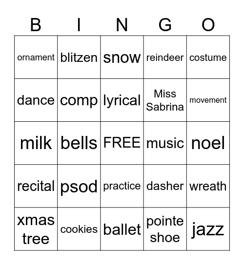 Christmas Bingo Card